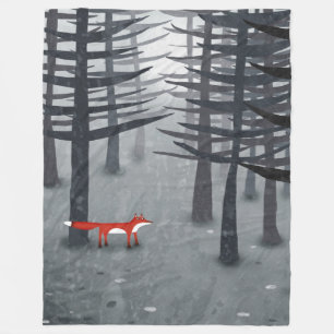 The Fox and the Forest Ombré Landscape Fleece Blanket