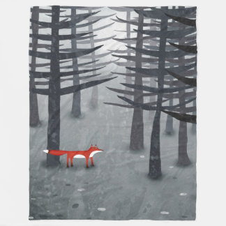 The Fox and the Forest Ombré Landscape Fleece Blanket