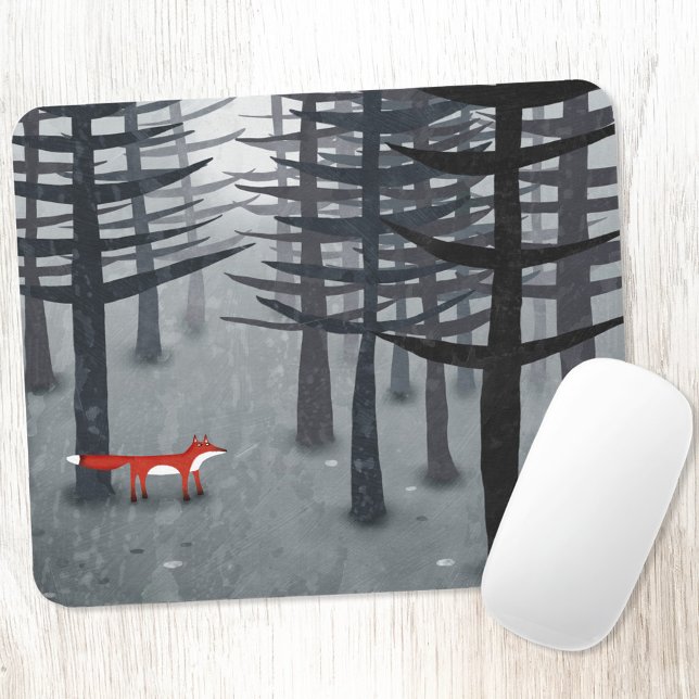The Fox and the Forest Ombré Landscape Painting Mouse Mat (Fox and forest painting  art mousemat)