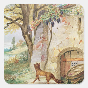 The Fox and the Grapes, illustration for Square Sticker