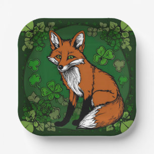 The Fox and The Shamrocks Paper Plate