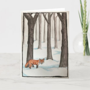 The Fox in the Snow Folded Greeting Card