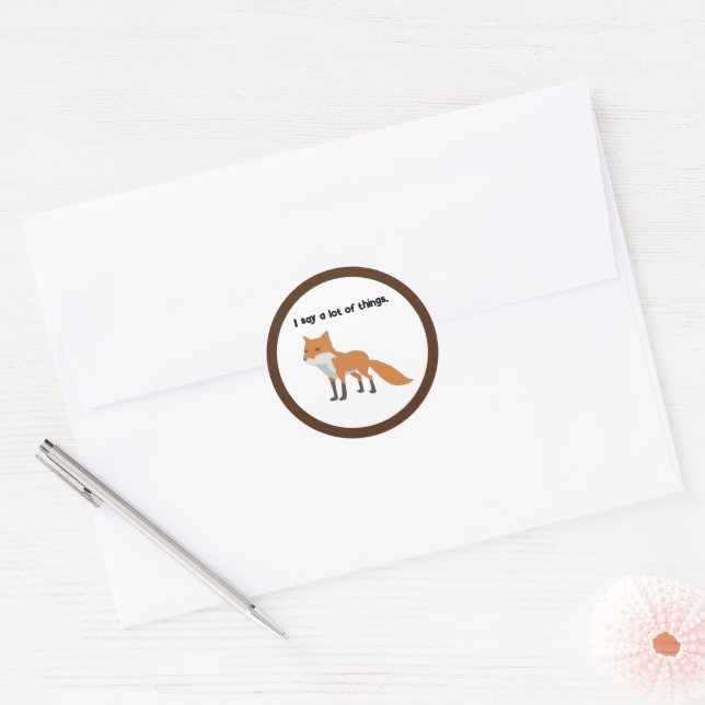 The Fox Says… Funny Internet Meme Cartoon Design Classic Round Sticker (Envelope)