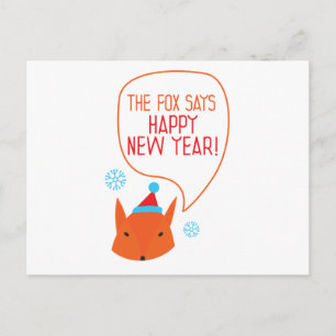 The Fox says Happy New Year! Holiday Postcard