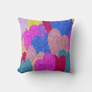 The Fragmented Hearts Abstract Painting Cushion