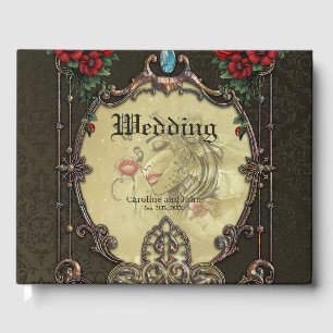 The frame boasts an opulent design  guest book