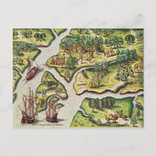 The French Arrive at Port Royal Postcard (Front)