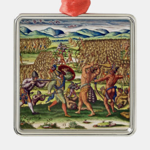 The French Help the Indians in Battle Metal Tree Decoration