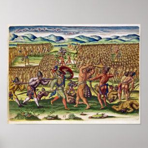 The French Help the Indians in Battle Poster