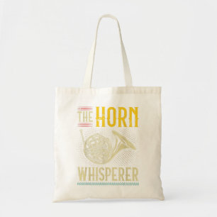 The French Horn Whisperer, Retro Hornist Horn Play Tote Bag