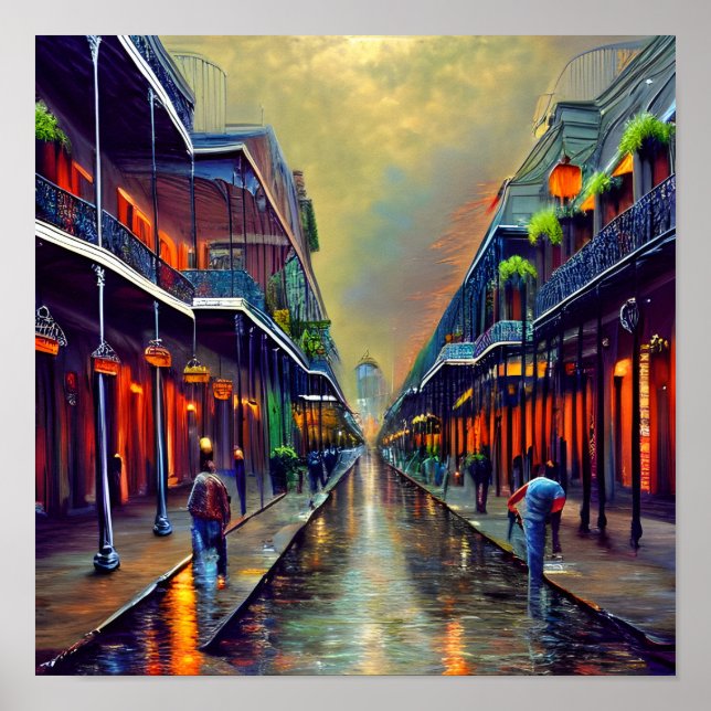 The French Quarter Digital Art Painting Poster (Front)