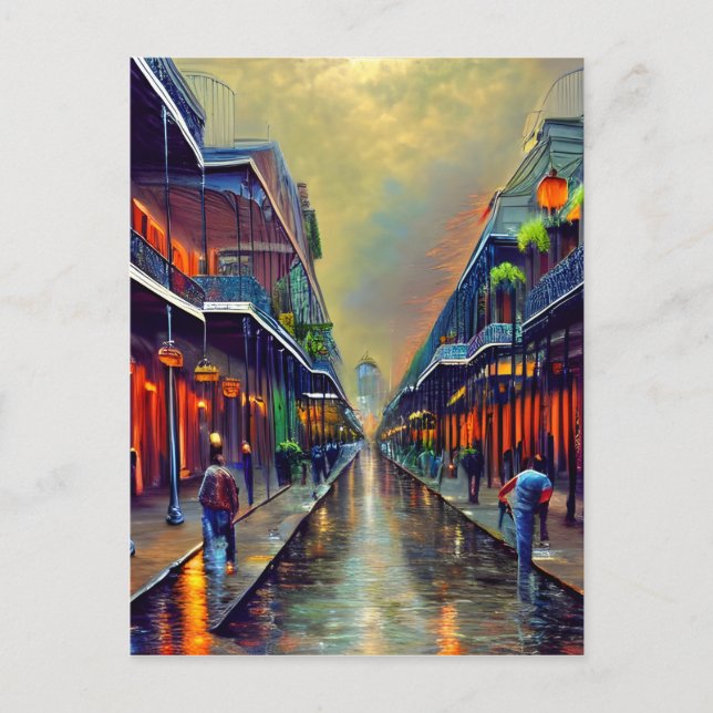 The French Quarter Street Scene Digital Painting   Postcard (Front)