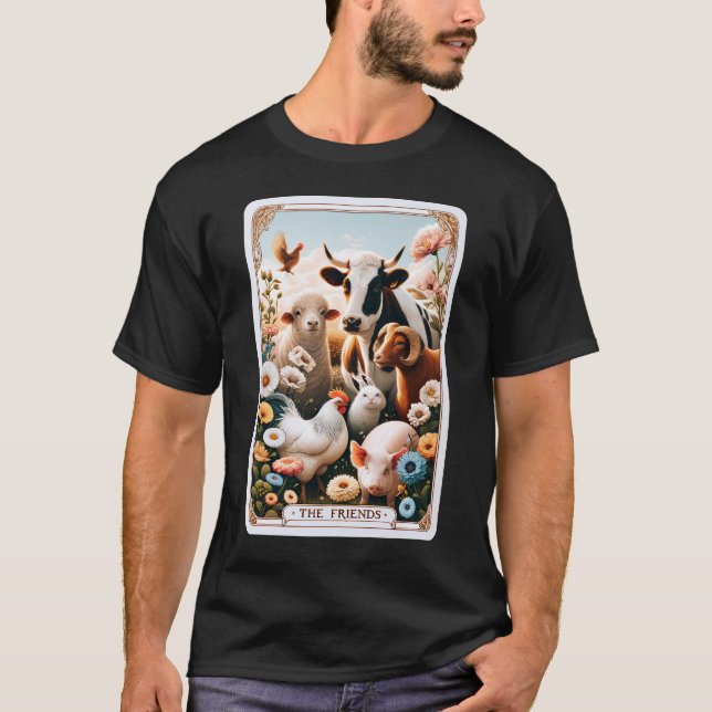 The Friends Tarot Card Vegan Vegetarian Animal T-Shirt (Front)