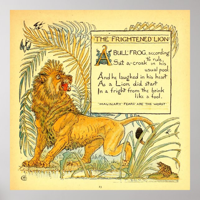 The Frightened Lion Walter Crane public domain ,  Poster (Front)