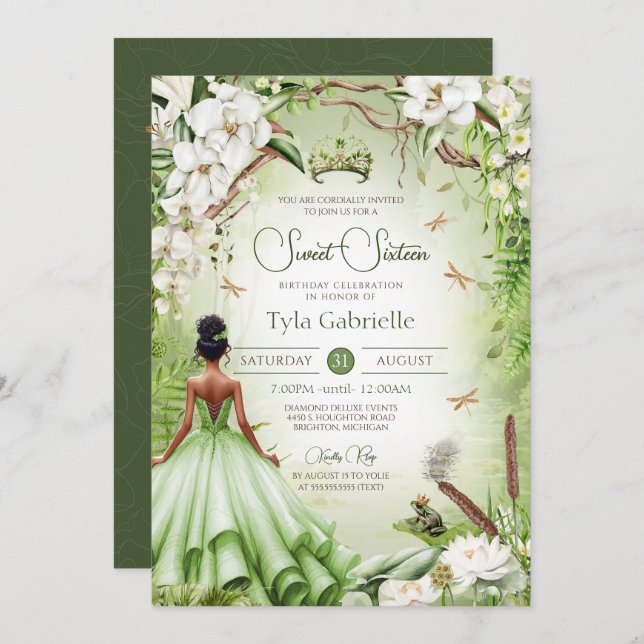 The Frog Prince Fairytale Princess Sweet Sixteen Invitation (Front/Back)
