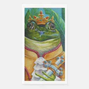 The Frog Prince with Crown & Sword Watercolor Art Napkin