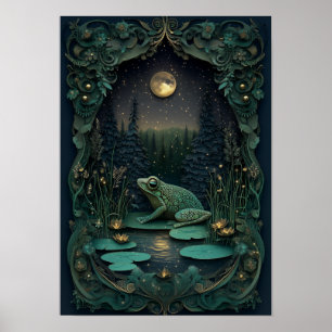 The Frog   Summer Night Forest Art Poster