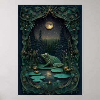 The Frog | Summer Night Forest Art Poster