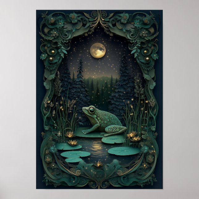 The Frog | Summer Night Forest Art Poster (Front)