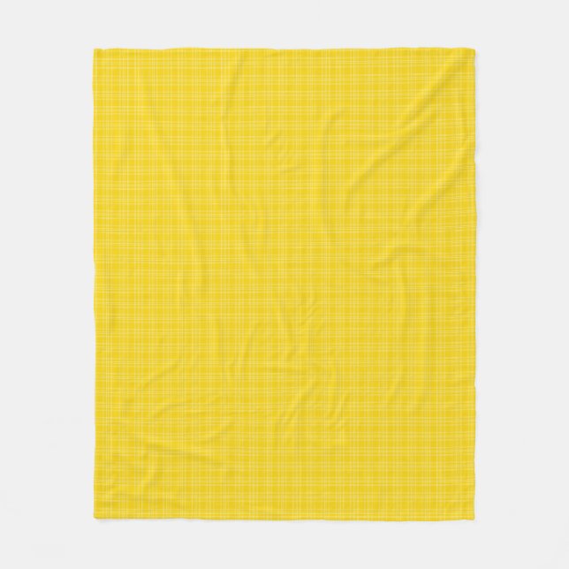 The front features a bright yellow checkered  fleece blanket (Front)