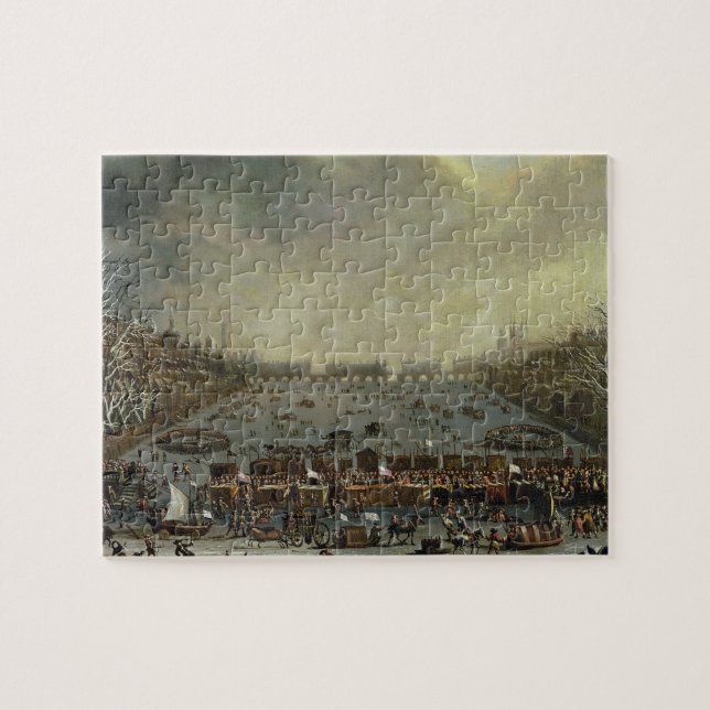The Frost Fair of the winter of 1683-4 on the Tham Jigsaw Puzzle (Horizontal)