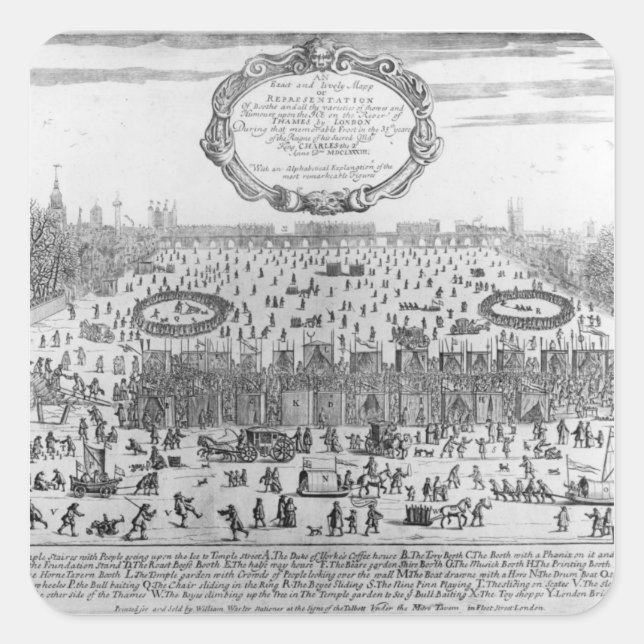 The Frost Fair of the winter of Thames Square Sticker (Front)