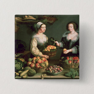 The Fruit and Vegetable Seller 15 Cm Square Badge