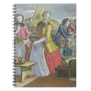 The Fruit Market (coloured engraving) Notebook