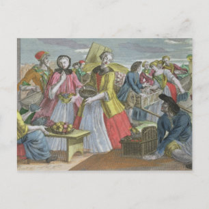 The Fruit Market (coloured engraving) Postcard