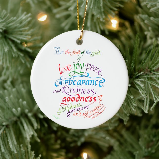 The Fruit of the Spirit Christian Bible Verse Ceramic Tree Decoration (Tree)