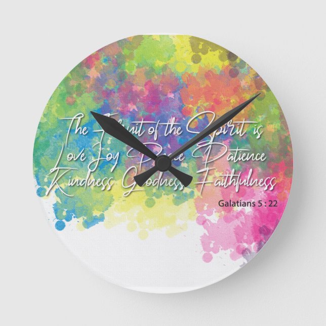 The Fruit of the Spirit - Galatians 5 Round Clock (Front)