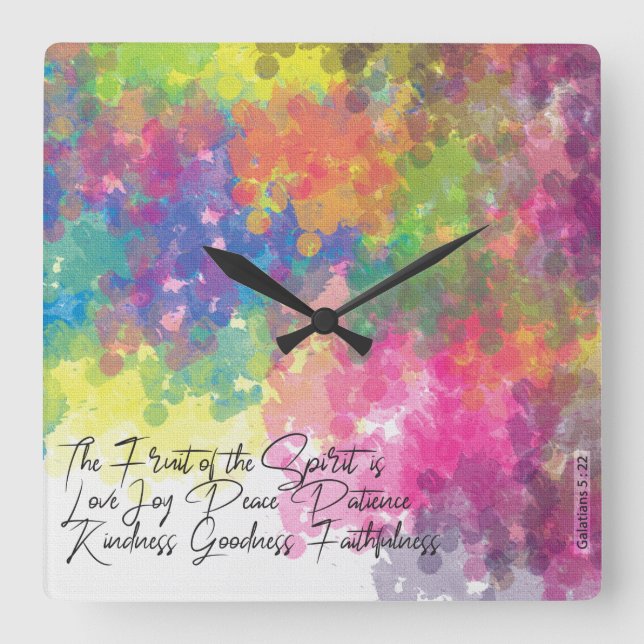 The Fruit of the Spirit - Galatians 5 Square Wall Clock (Front)