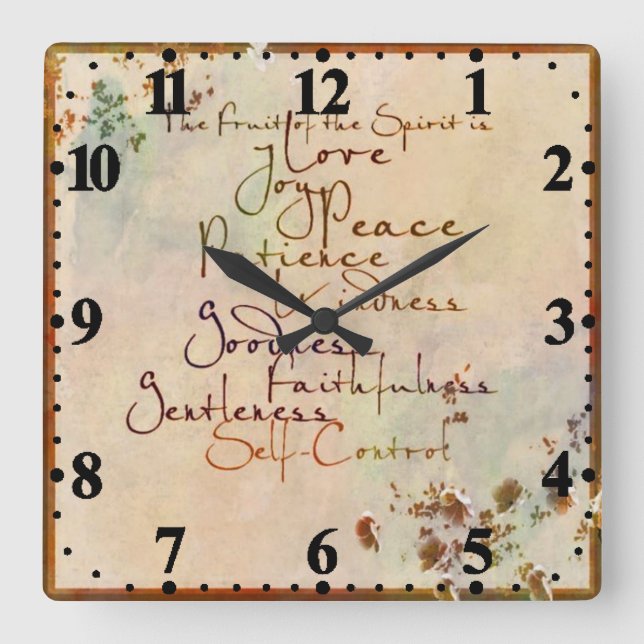 The Fruit of the Spirit Square Wall Clock (Front)