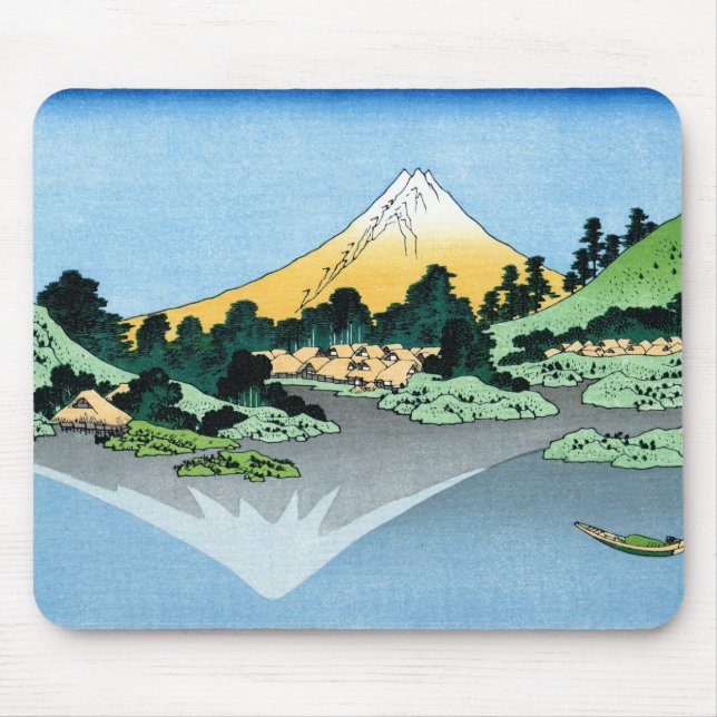 The Fuji reflects in Lake Kawaguchi Hokusai Mouse Mat (Front)