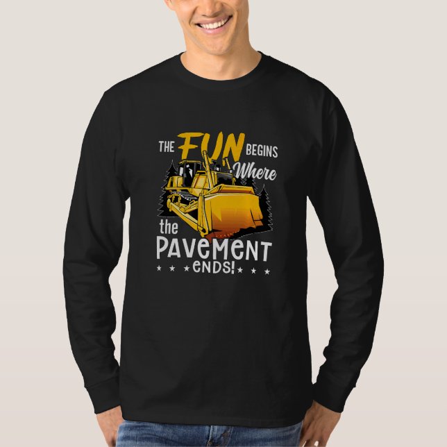 The Fun Begins Worker Site Construction Vehicles B T-Shirt (Front)
