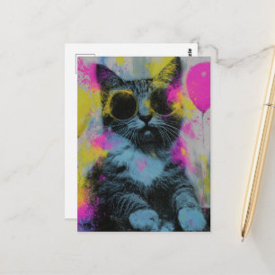 The Fun Party Cat Postcard