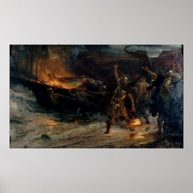 The Funeral of a Viking by Frank Bernard Dicksee Poster (Front)