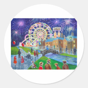 the FunFair oil painting Gordon Bruce art Classic Round Sticker