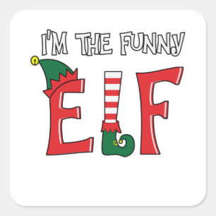 The Funny Elf Family Matching Christmas Pyjamas Square Sticker