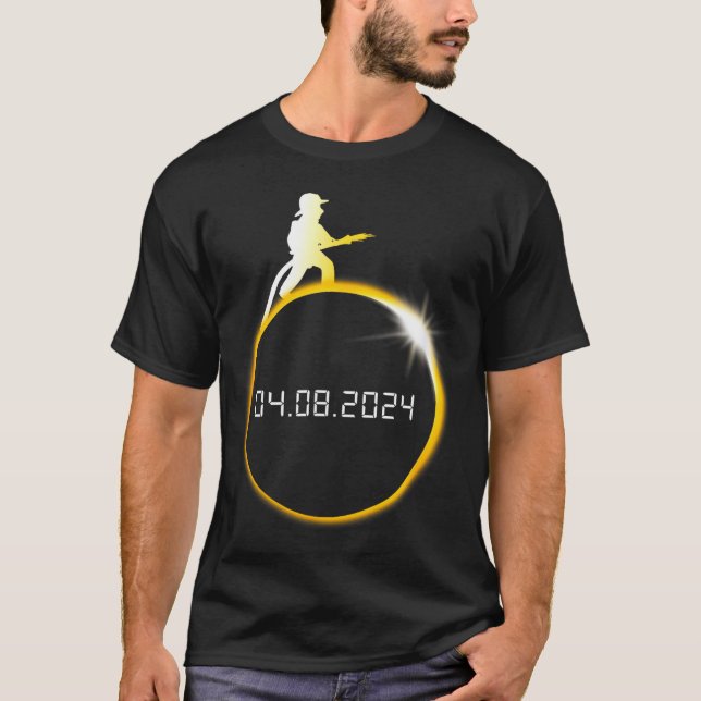 The Funny Solar Eclipse Firefighter Moon Fireman T-Shirt (Front)