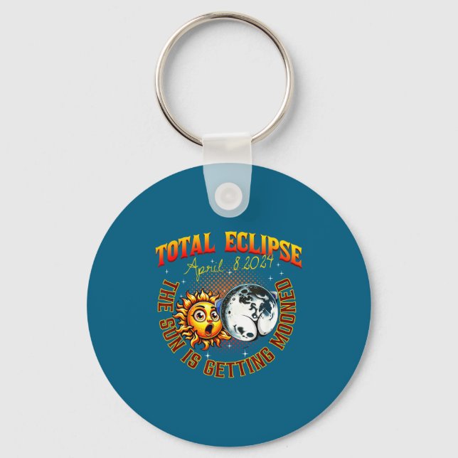 The Funny Sun Getting Mooned Total Solar Key Ring (Front)