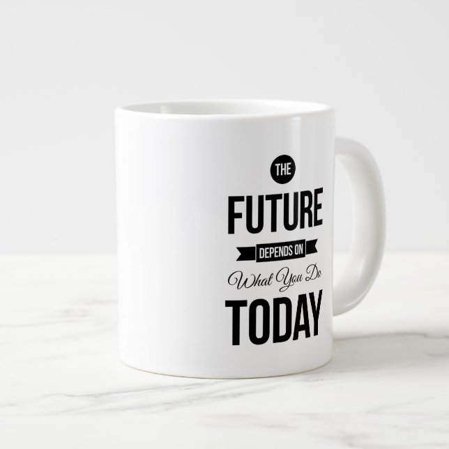The Future Inspiring Quote White Large Coffee Mug (Front Right)
