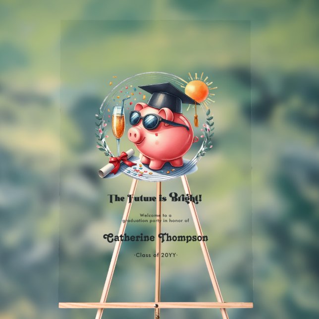 The Future is Bright Finance Graduation Party Acrylic Sign (Neutral)