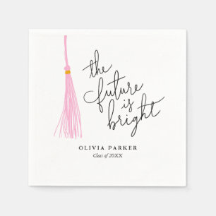 The Future is Bright Graduation Light Pink Tassel Napkin