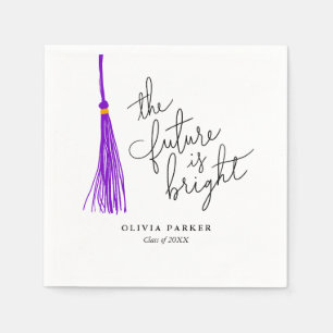 The Future is Bright Graduation Purple Tassel Napkin