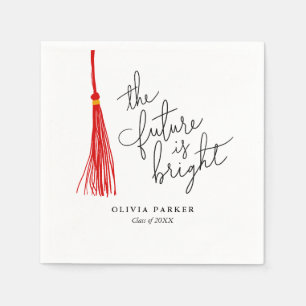 The Future is Bright Graduation Red Tassel  Napkin