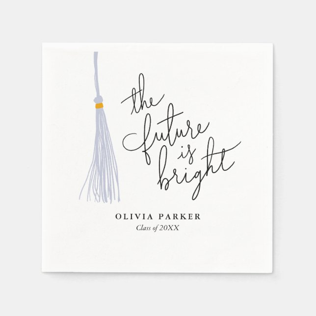 The Future is Bright Graduation White Tassel Napkin (Front)