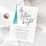 The Future Is Bright Green Tassel Graduation Party Invitation<br><div class="desc">Modern graduation party invitation template card featuring hand lettered typography script that says "the future is bright." There is an illustration of a green tassel next to it. You can add the graduate's photo on the back of the card.</div>