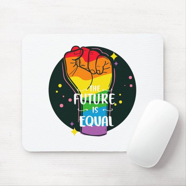 The Future Is Equal Raised Fist Mouse Mat (With Mouse)