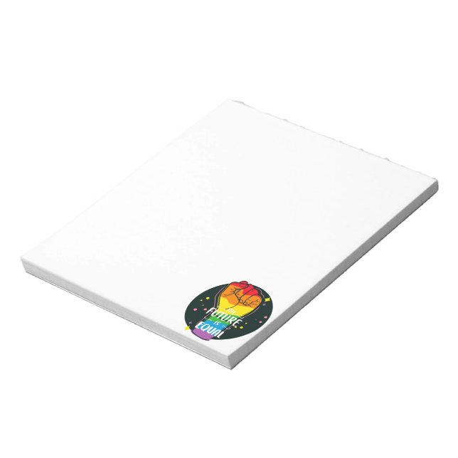 The Future Is Equal Raised Fist Notepad (Rotated)